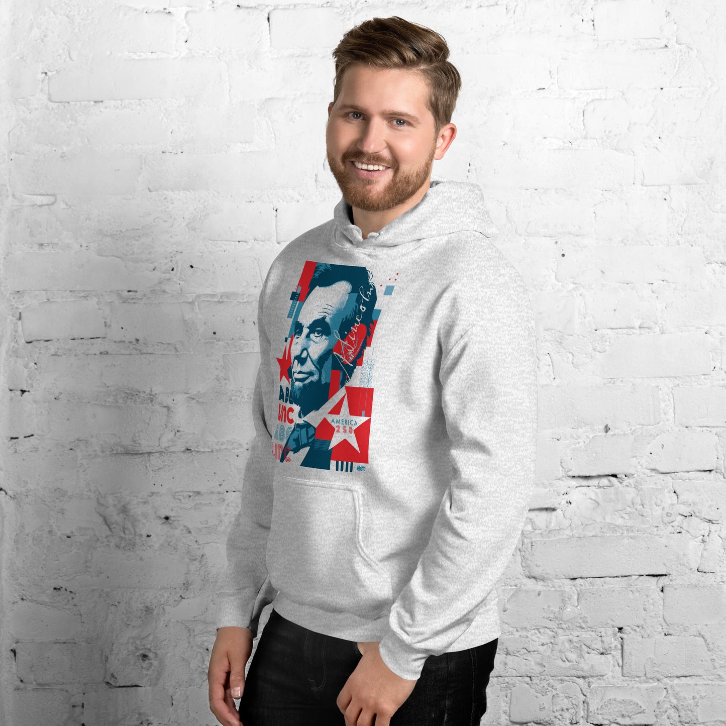 Vintage-inspired Abraham Lincoln America 250 t-shirt celebrating the 1776 to 2026 Semiquincentennial