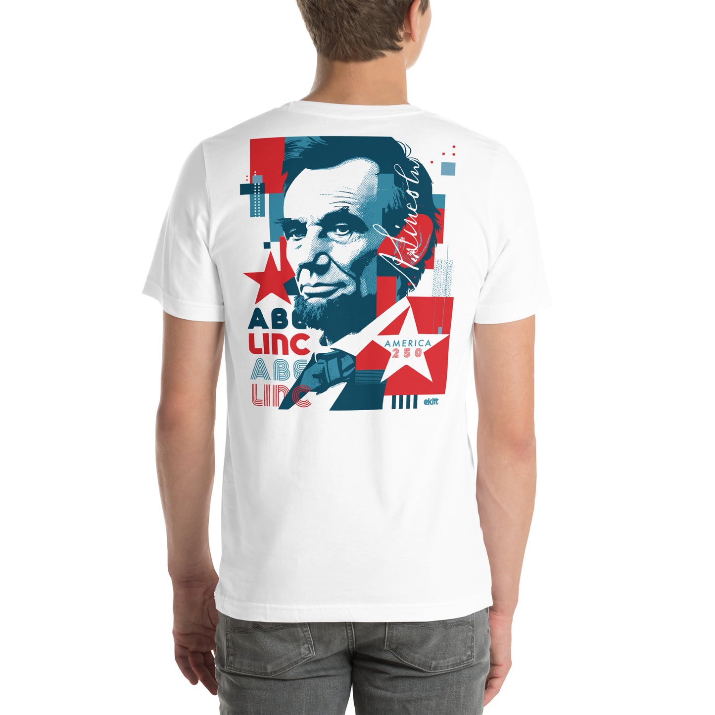 Vintage-inspired Abraham Lincoln America 250 t-shirt celebrating the 1776 to 2026 Semiquincentennial