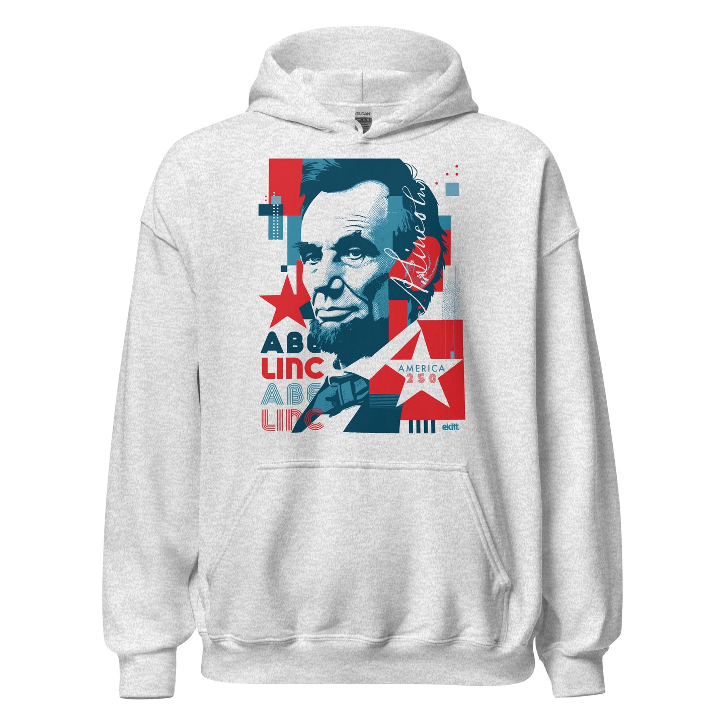 America 250 Abraham Lincoln unisex t-shirt featuring original patriotic artwork commemorating America's 250th anniversary
