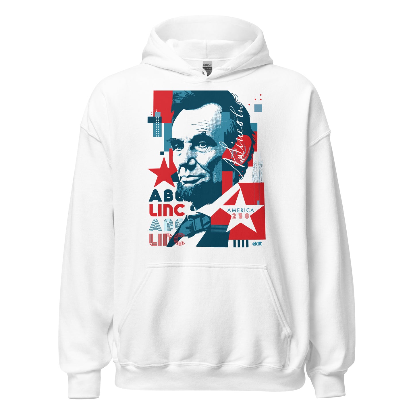 America 250 Abraham Lincoln unisex t-shirt featuring original patriotic artwork commemorating America's 250th anniversary