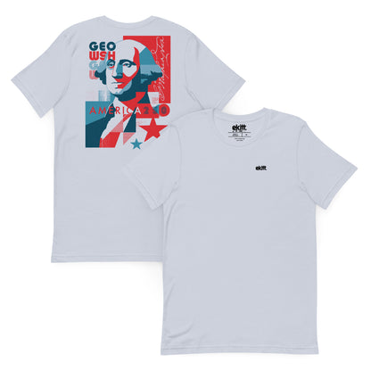 America 250 George Washington unisex t-shirt featuring original patriotic artwork commemorating America's 250th anniversary