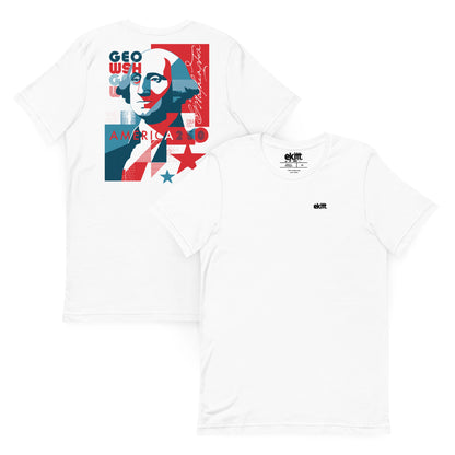 America 250 George Washington unisex t-shirt featuring original patriotic artwork commemorating America's 250th anniversary