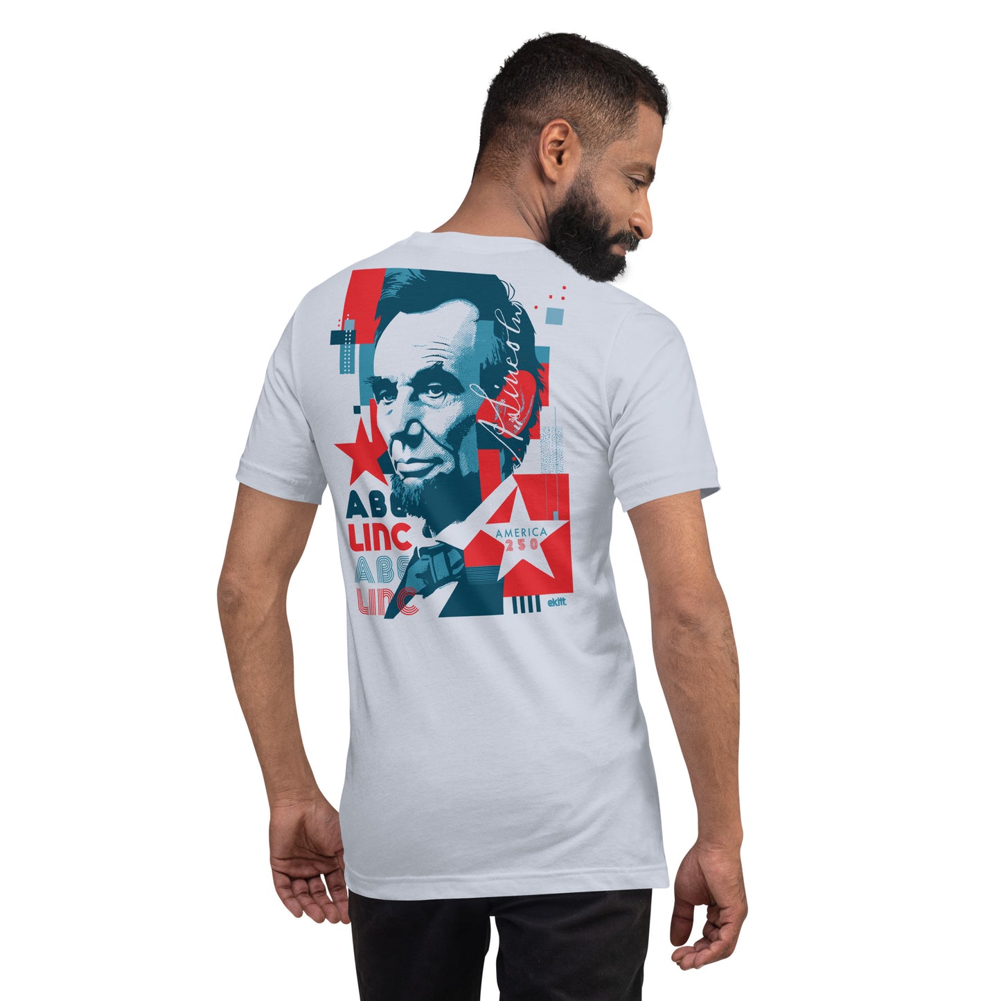 Vintage-inspired Abraham Lincoln America 250 t-shirt celebrating the 1776 to 2026 Semiquincentennial