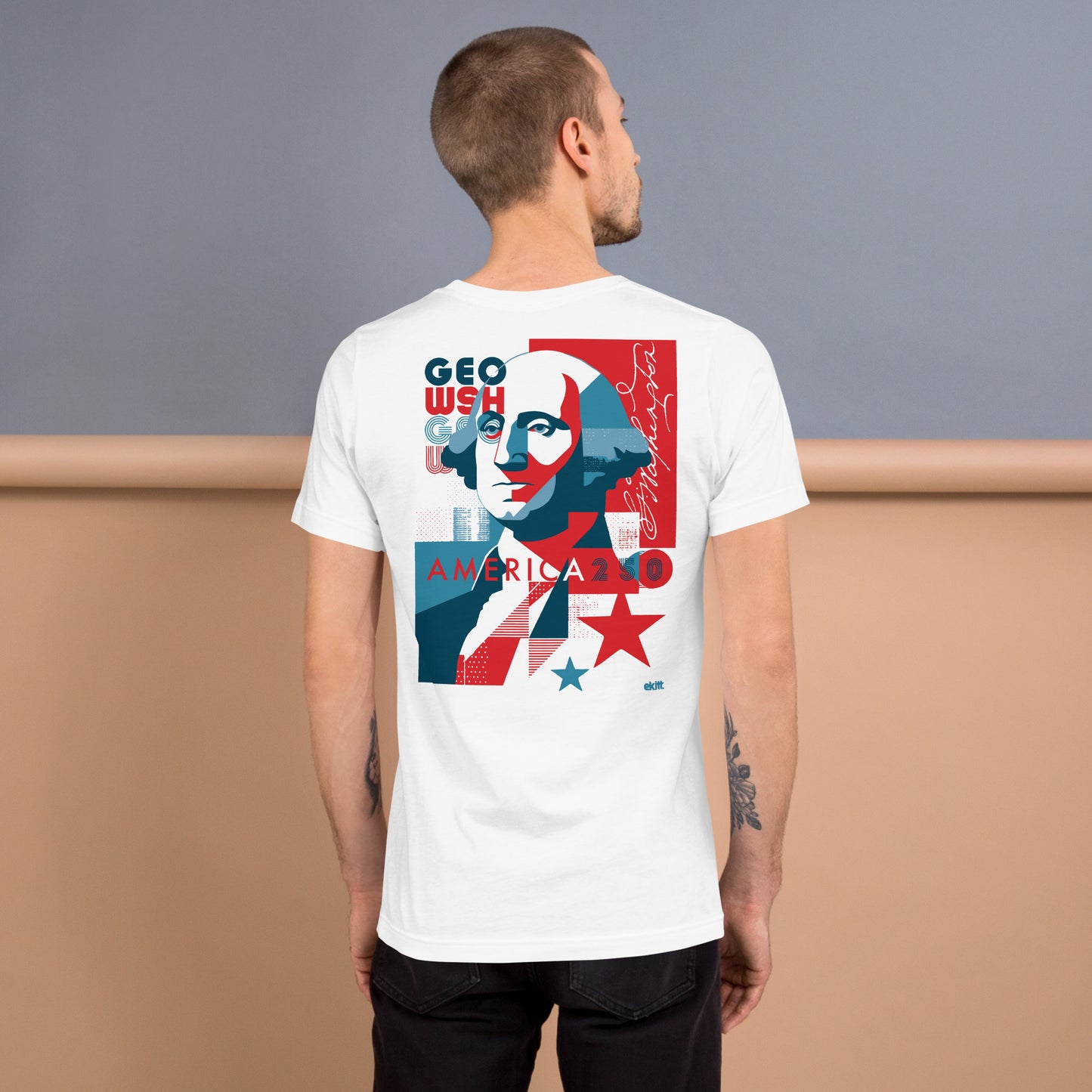 George Washington America 250 patriotic t-shirt celebrating the 1776 to 2026 Semiquincentennial
